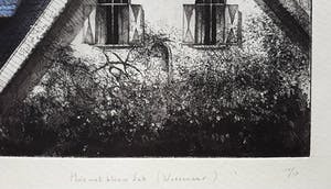 Wim Bettenhausen - Huis met blauw dak, aquatint ets kopen? Bied vanaf 95!