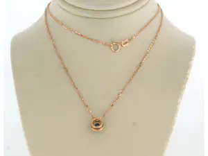 14k gouden collier en hanger met saffier en briljant geslepen diamant kopen? Bied vanaf 190!
