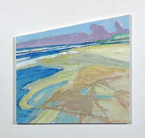Paul Overhaus - Acryl op board, Geel strand verkocht voor € 50!