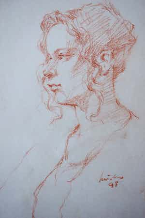 Joop Liesker - Portret van een jonge dame . verkocht voor € 35!