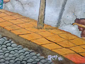 Niet of onleesbaar gesigneerd - Nicaragua - naïef olieverf op doek 1992 "la calle de Enmedio" gesigneerd Rivas kopen? Bied vanaf 1!