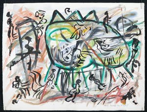 Freddy Flores Knistoff - Gouache op papier, Zonder titel kopen? Bied vanaf 80!