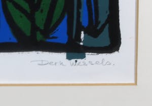 Derk Wessels - Linosnede, Gruppenstruik - Ingelijst kopen? Bied vanaf 10!