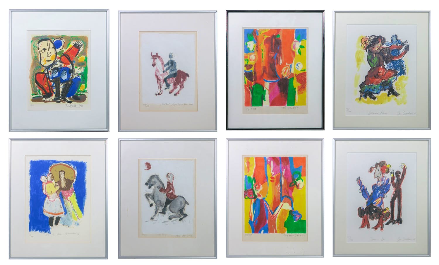 Jan Sierhuis - Arthur Spronken, Kees Salentijn, Mara Jedrysko, e.a. SET van 8 ingelijste werken kopen? Bied vanaf 100!