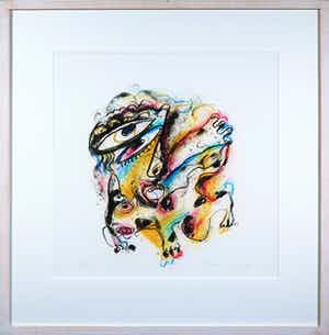 Henk Vierveijzer - Litho, Zonder titel - Ingelijst verkocht voor € 40!