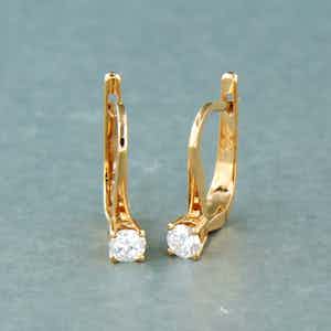 18k gouden solitair oorhangers bezet met briljant geslepen diamant tot. 0,18ct verkocht voor € 280!