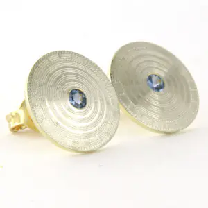 Goud met platina oorknoppen bezet met saffier 5.3 gram kopen? Bied vanaf 625!