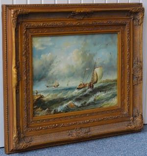 Niet of onleesbaar gesigneerd - Zeegezicht met zeilschepen op zee kopen? Bied vanaf 1!