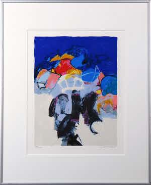 Henk van Vessem - Zeefdruk, Zonder titel VII - Ingelijst verkocht voor € 35!