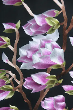 Niet of onleesbaar gesigneerd - Zijden borduurwerk, Magnolia's - Ingelijst kopen? Bied vanaf 1!