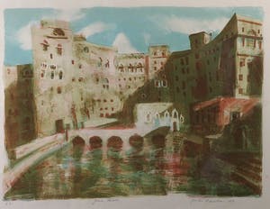 Jeroen Hermkens - Litho, Jemen, Hababa - Ingelijst kopen? Bied vanaf 70!