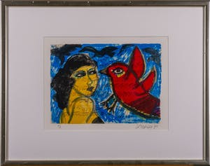 Corneille - Roter Vogel auf Musikpapier kopen? Bied vanaf 150!