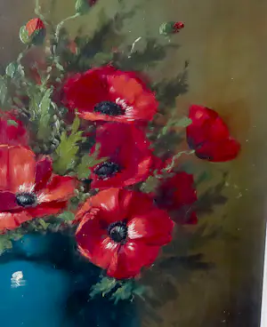 Tilly Moes - Papavers in groene vaas op paars velours kopen? Bied vanaf 175!