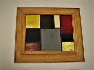 Pjotr van Oorschot - Geometrische Hout en Acrylverf Collage "Hommage a de Stijl" gesigneerd kopen? Bied vanaf 31!