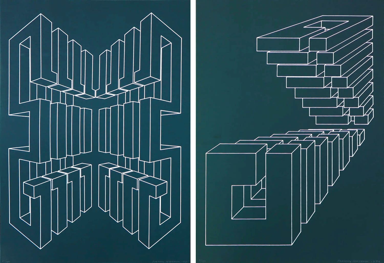 Harry Karssen - Lot van twee zeefdrukken, Z.T. Abstractie kopen? Bied vanaf 1!