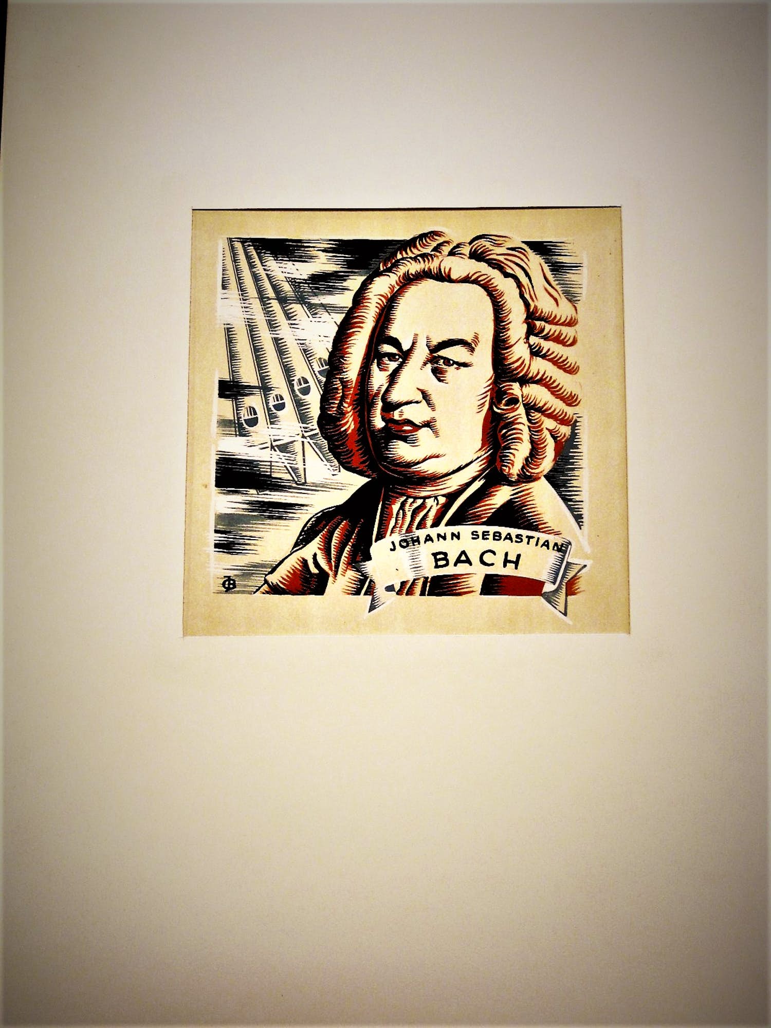 Niet of onleesbaar gesigneerd - Originele ca. 1950 Pop-Art Gouache "Joh. S. Bach" gesigneerd monogram kopen? Bied vanaf 1!