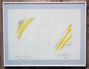 Gerard Verdijk - Ingelijste acryl op papier: Opposite yellows with /without Yellow - 1981 verkocht voor € 295!
