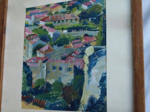 Ton Smit - Gouache , Stadsgezicht – gesigneerd & ingelijst – 1952 kopen? Bied vanaf 40!