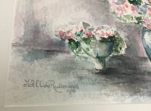 Maria de Ruiter de Witt - Vazen met bloemen | aquarel - ingelijst kopen? Bied vanaf 35!