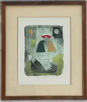 Michel van Overbeeke - Uitzonderlijke zeefdruk met bladgoud! vendu pour 59€ !
