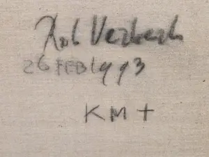 Rob Verkerk - Bij galerie Kapberg in 1993 gekocht groot olieverf stilleven "Appels" - gesignrd kopen? Bied vanaf 58!