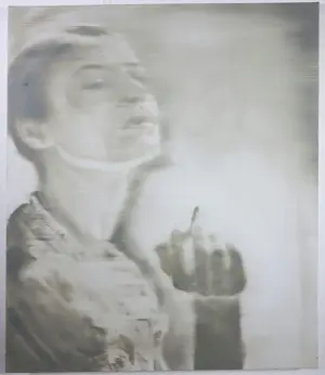 János Huszti - Olieverf op linnen, Smoke kopen? Bied vanaf 200!