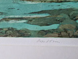 Willy Belinfante - grote Epreuve d'Artiste kleuren ets "Berglandschap" - met pers. opdracht gesign kopen? Bied vanaf 48!