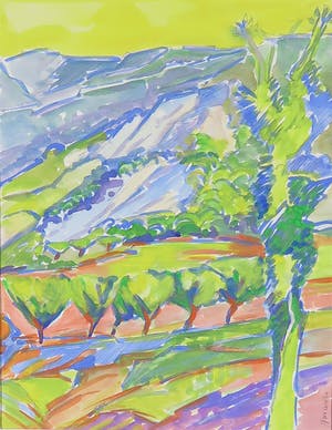 Joe Wols - Acryl op papier, Landschap kopen? Bied vanaf 1!