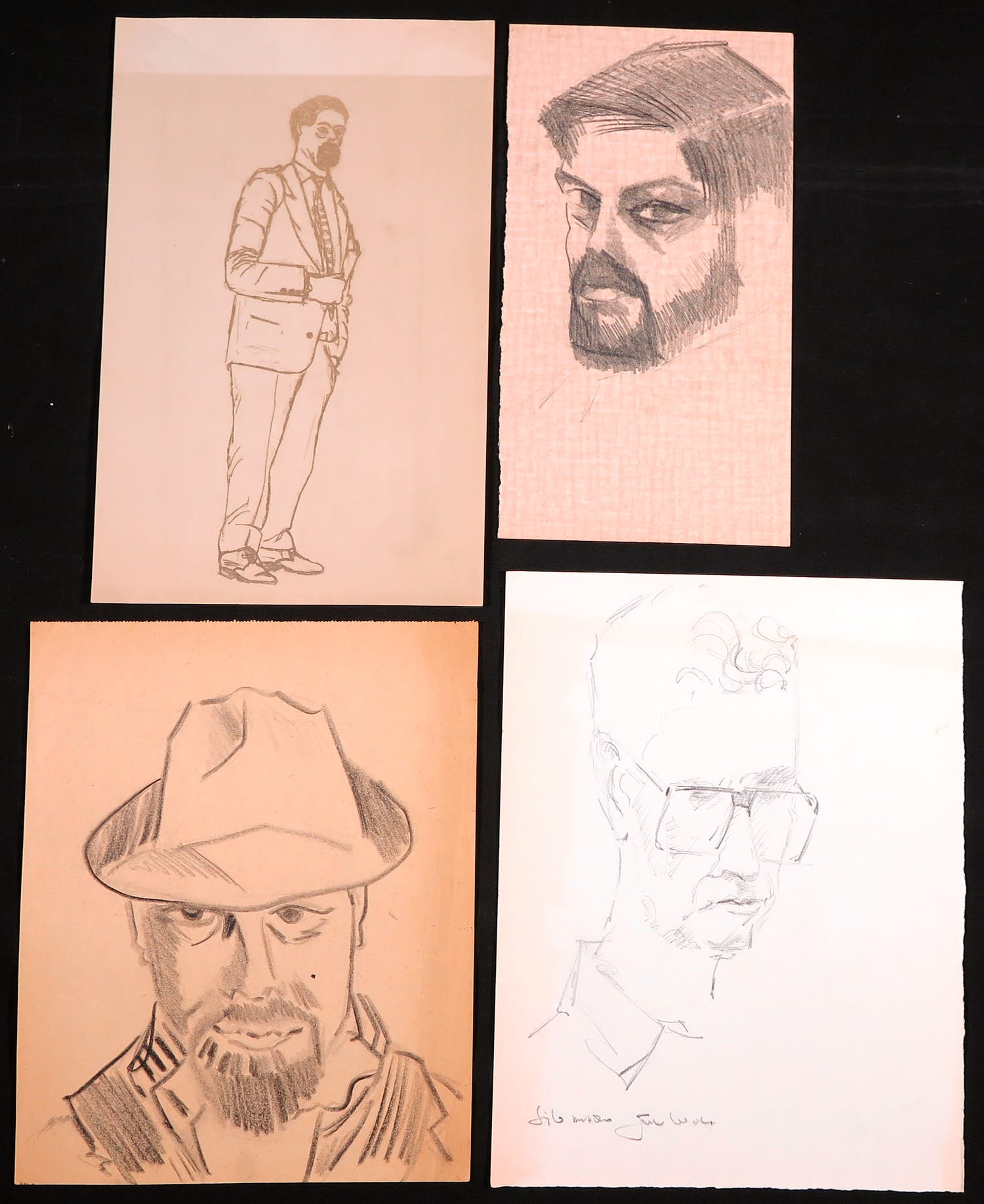 Joe Wols - Lot van vier potloodtekeningen, Portretten kopen? Bied vanaf 1!