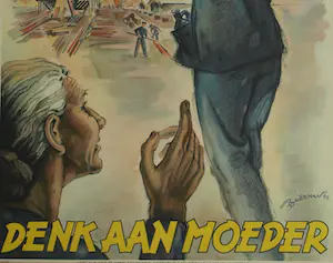 Hans Bolleman - Ingelijst affiche , Werk veilig! Denk aan moeder - 1942 kopen? Bied vanaf 100!