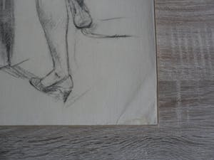 Harry Maas - Potloodtekening . poserende (school)meisje. kopen? Bied vanaf 70!