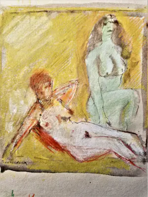Theo Beerendonk - jaren 50 - expressionistische gemengde techniek- "naakte dames" gesigneerd kopen? Bied vanaf 52!