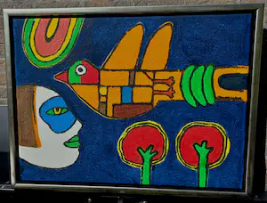 Corneille - Vamp lunaire et oiseau de nuit, carborundum druk (mooi ingelijst, groot) kopen? Bied vanaf 895!