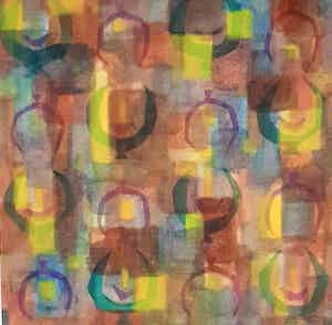 Ton Pape - Gouache - Geometrisch Abstract nr 333 verkocht voor € 35!