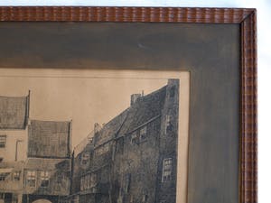 Niet of onleesbaar gesigneerd - Pentekening , “Achtergevels bocht te Enkhuizen” kopen? Bied vanaf 10!