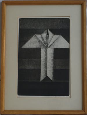 Ada Breedveld - Ingelijste ets en aquatint , Papieren vliegtuigje – 1979 – nr. 4 van 12 ex. kopen? Bied vanaf 40!