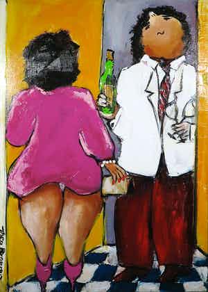 Theo Broeren - Acryl op Doek, Dag Buurman, (Groot) verkocht voor € 90!