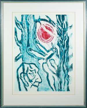 Jan Sierhuis - Kleurenets, Hoofd bij bomen in de zon - Ingelijst verkocht voor € 60!