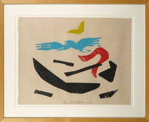 Carel Visser - Houtsnede op geschept papier, Vogel - Ingelijst kopen? Bied vanaf 150!