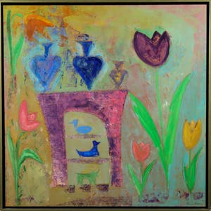 Lia van Leeuwen - Olieverf op paneel, Zonder Titel VI - Ingelijst kopen? Bied vanaf 60!