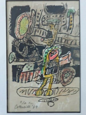 Corneille - COBRA / ZW-W LITHO + AQUAREL / 26x32cm / KADER / SIG / 64 / ZELDZAAM kopen? Bied vanaf 400!