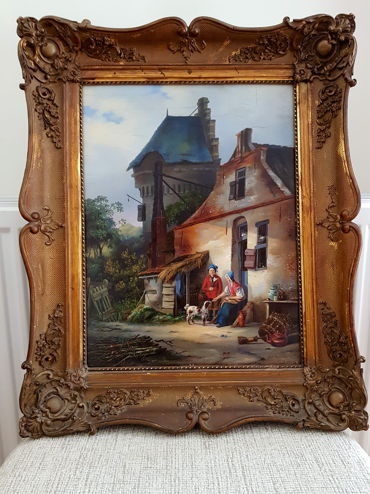 Dirk Jan van Vreumingen - stadsgezicht met 2 personen verkocht voor € 400!