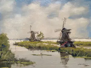 Jan Kelderman - Molens in polderlandschap kaufen? Bieten Sie von 2!