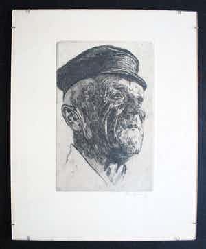 Cees Bolding - visser Volendam - ingelijste ets verkocht voor € 35!