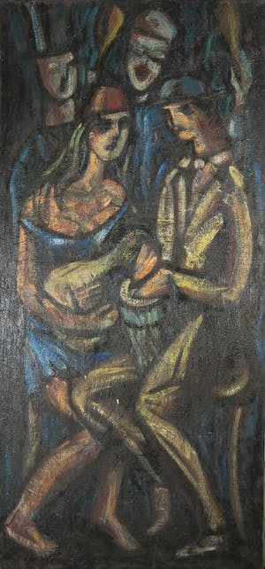 Piet van Mook - Olieverf op doek, Expressief werk met figuren (Zeer Groot) kopen? Bied vanaf 100!
