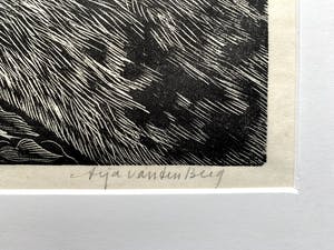 Arja van den Berg - linosnede - 'Koe in landschap' - 1992 kopen? Bied vanaf 80!