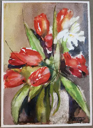 Janny Tollenaar - Aquarel Tulpen I kopen? Bied vanaf 29!
