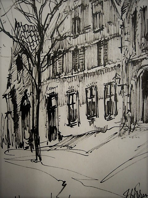 Niet of onleesbaar gesigneerd - mooie expressieve inkttekening "Monnickendam" met signatuur kopen? Bied vanaf 1!