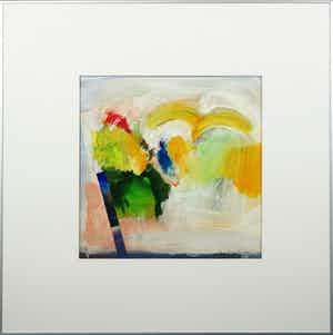 Ton van Kesteren - Gemengde techniek op papier, Abstracte compositie - Ingelijst verkocht voor € 35!