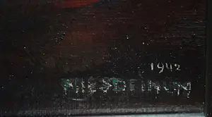 Mies Deinum - 2 rozen in een Chinees bakje - olieverfschilderij kopen? Bied vanaf 75!